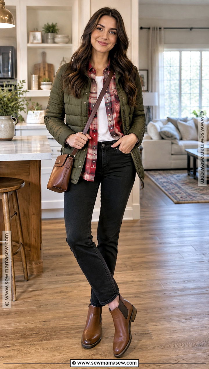 Red Flannel Shirt And Black Jeans Thanksgiving Outfit - 20 red thanksgiving outfit ideas