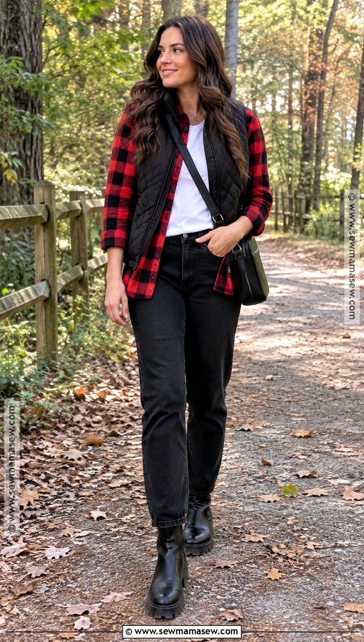 Red Flannel Shirt and Black Jeans Fall Outfit - 25 red fall outfits