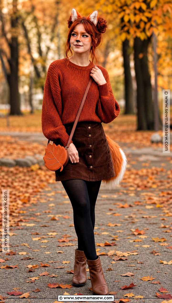 Red Fox Costume With Brown Skirt - 30 dark red hair halloween costumes