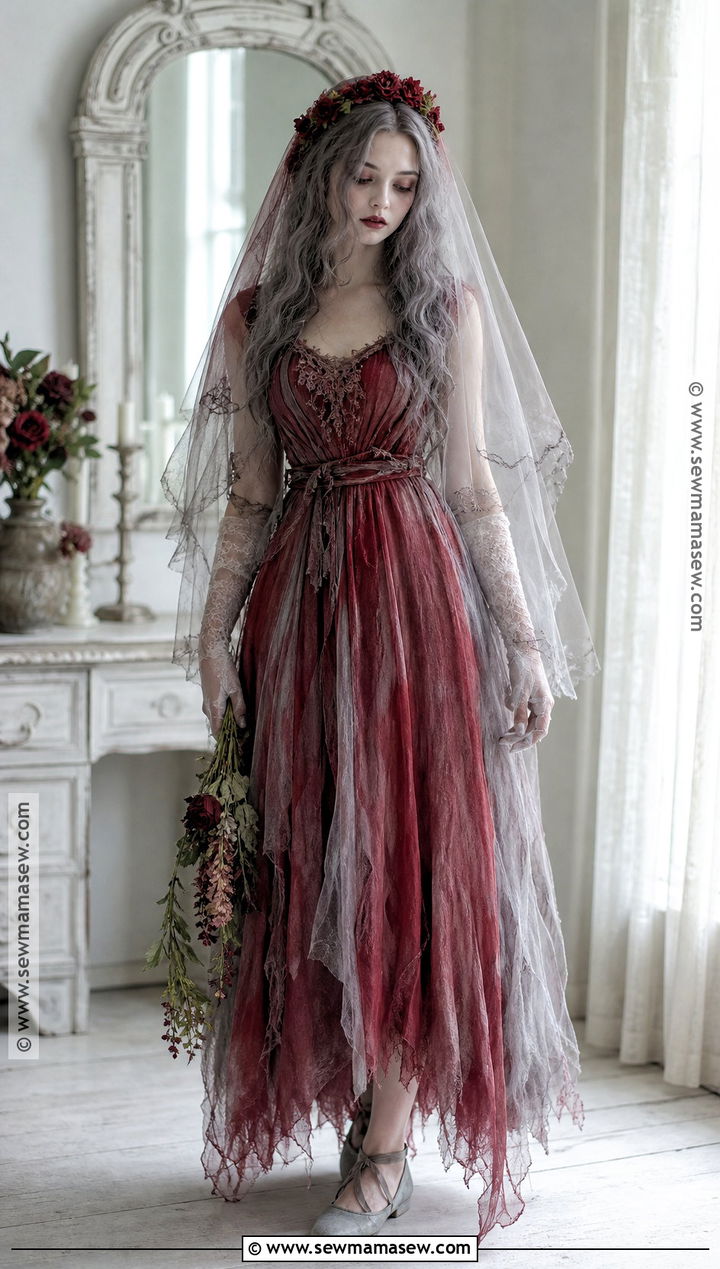 Red Ghost Bride Costume - 35 red dress halloween costume ideas