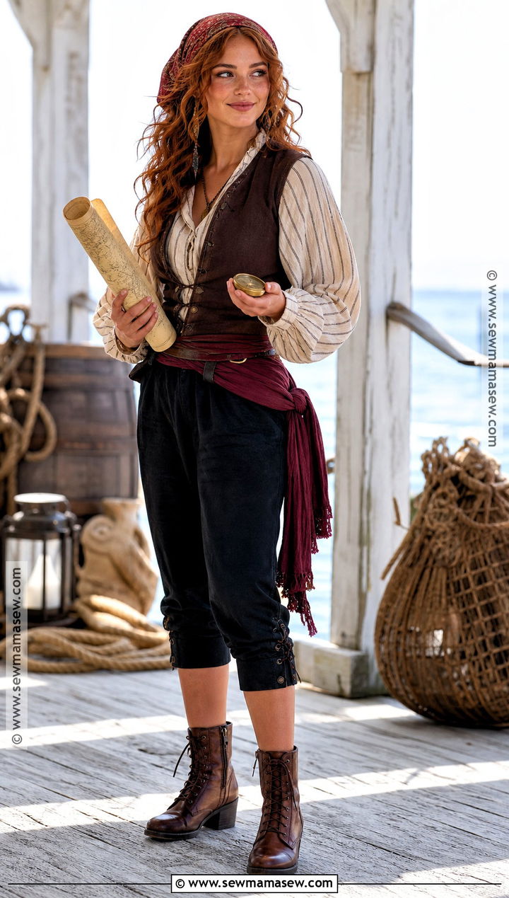 Red Hair Pirate Costume With Striped Shirt - 40 red hair costume ideas