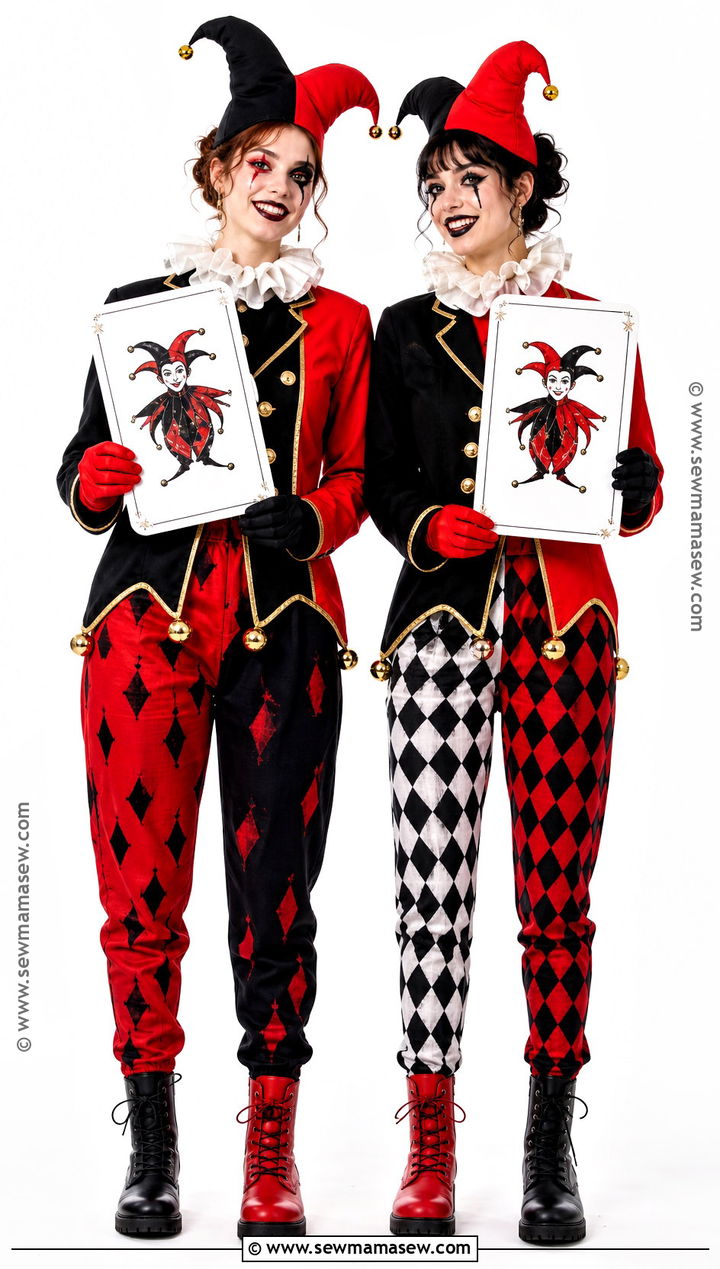 Red Joker And Black Joker Duo Costume - 30 Deck Of Cards Costume Ideas