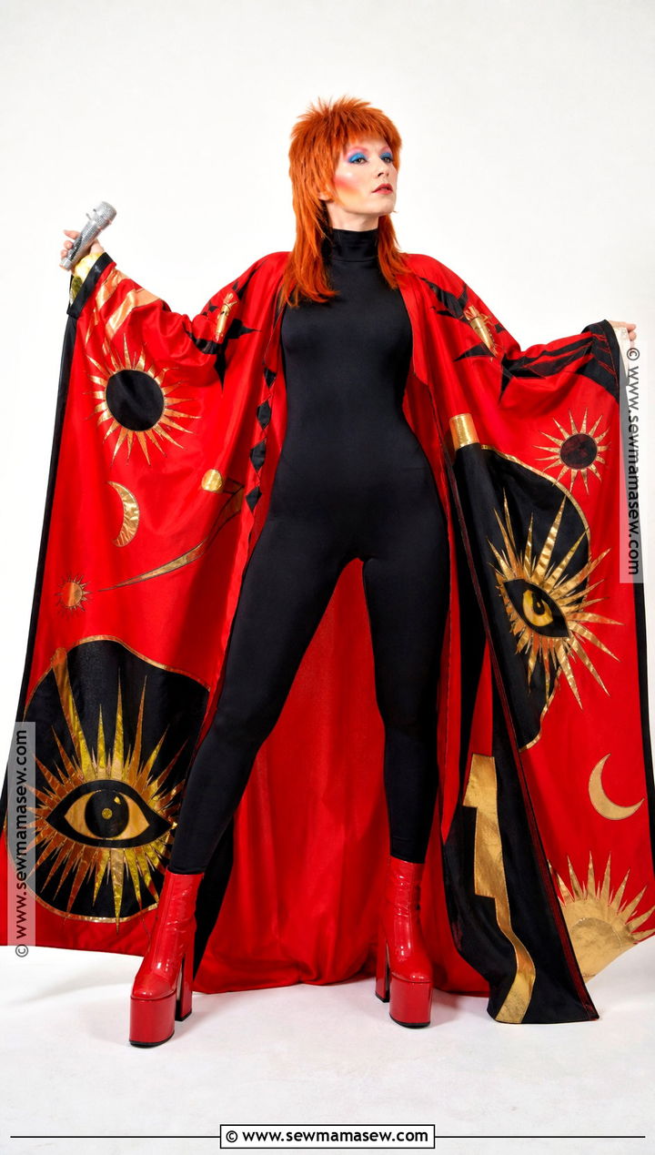 Red Kanji Cape David Bowie Costume - 30 david bowie costume ideas for women