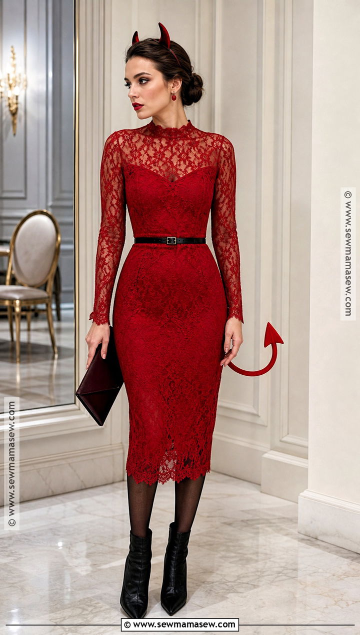 Red Lace Devil Costume - 40 devil costume ideas for women