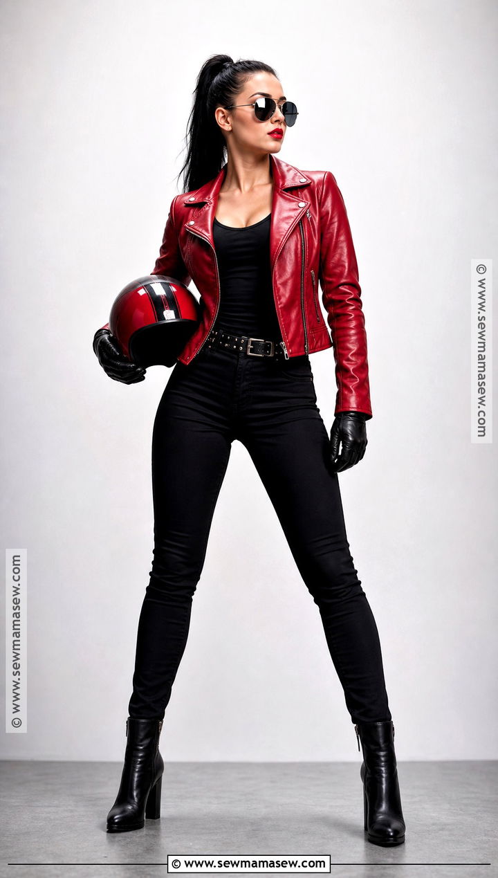 Red Leather Biker Girl Costume - 30 Biker Girl Costume Ideas