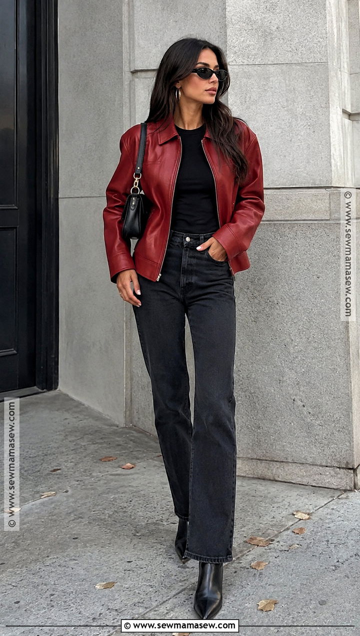 Red Leather Jacket Fall Baddie Outfit - 25 fall fits baddie