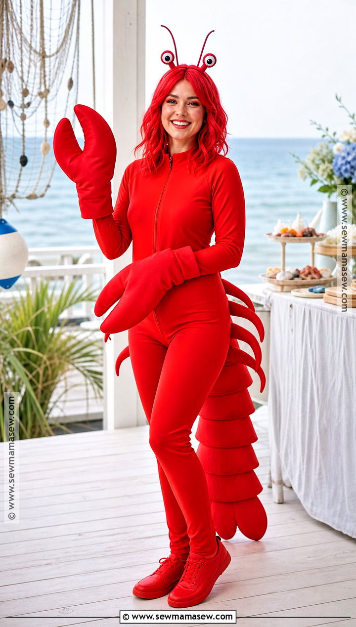 Red Lobster Costume With Claw Gloves - 30 under the sea costumes for women