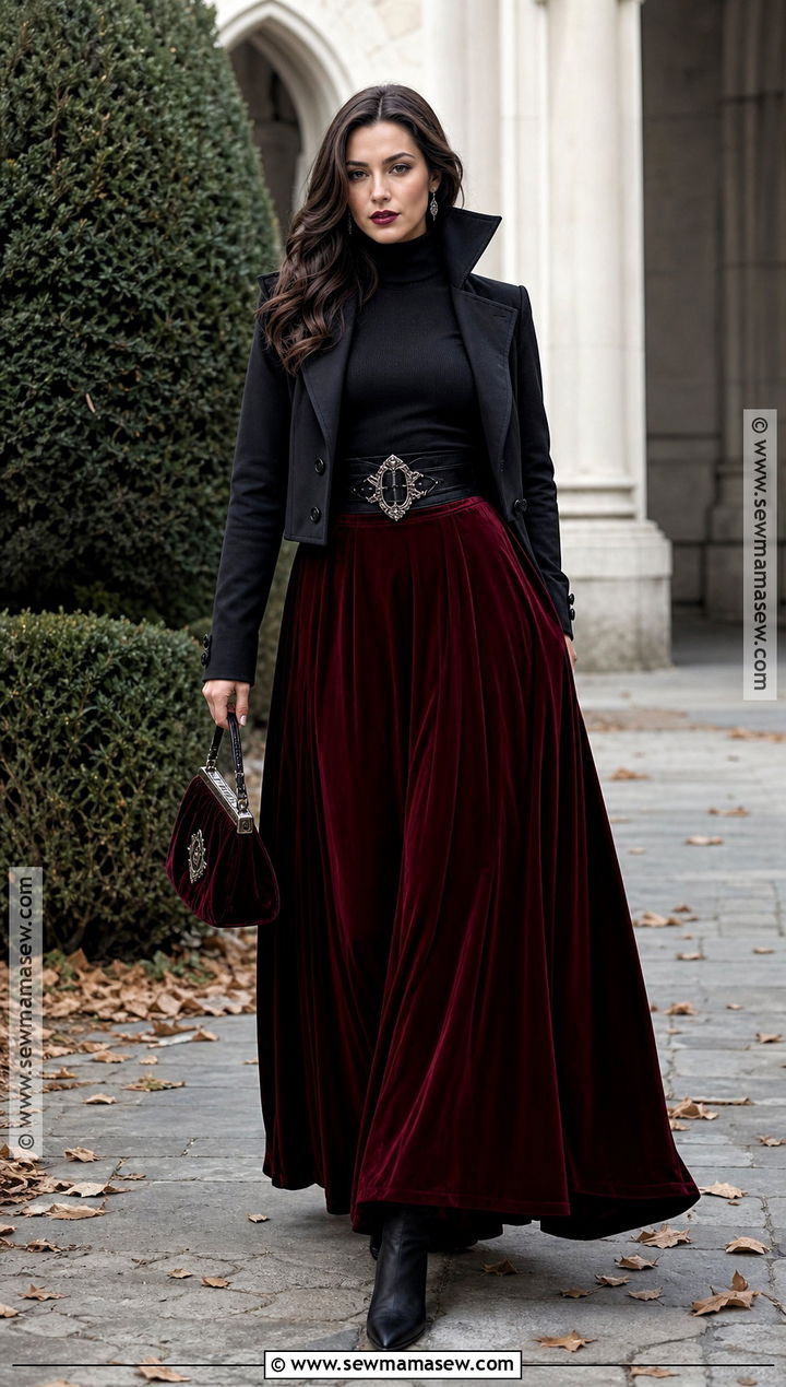 Red Maxi Skirt Vampire Outfit - 40 vampire outfit ideas for females