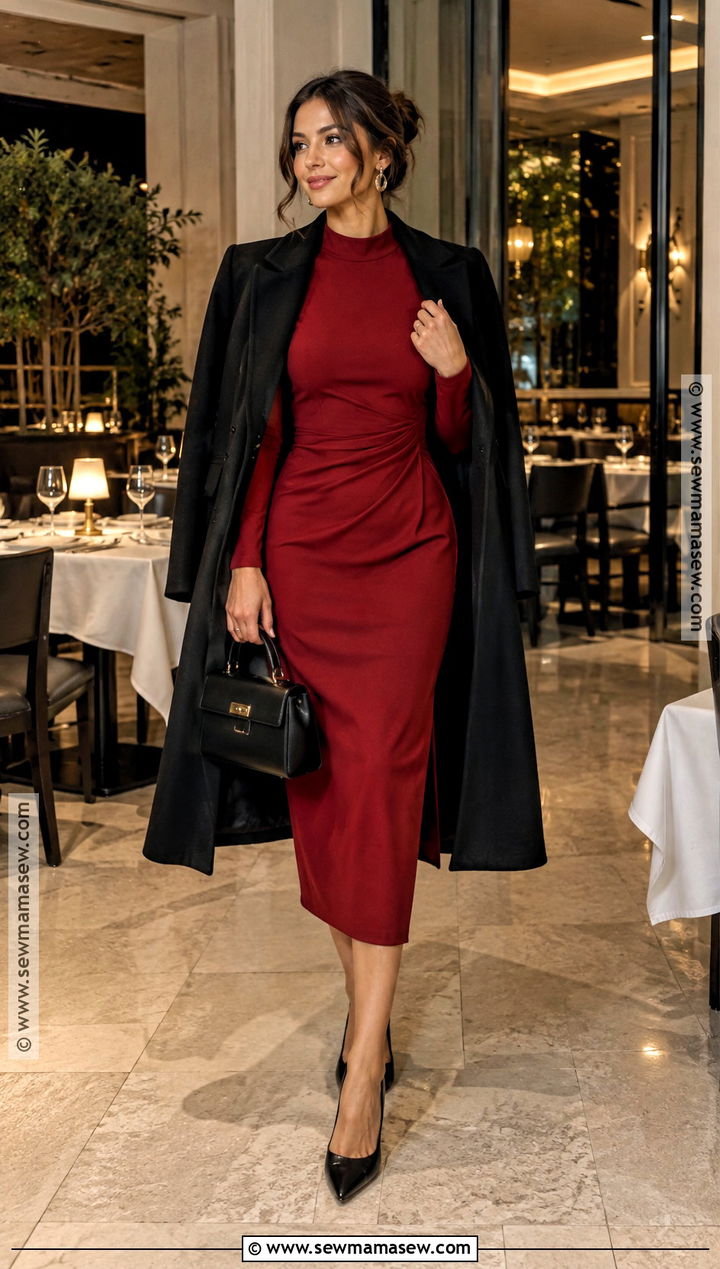 Red Midi Dress And Black Pumps Birthday Outfit - 25 october birthday outfit ideas for women