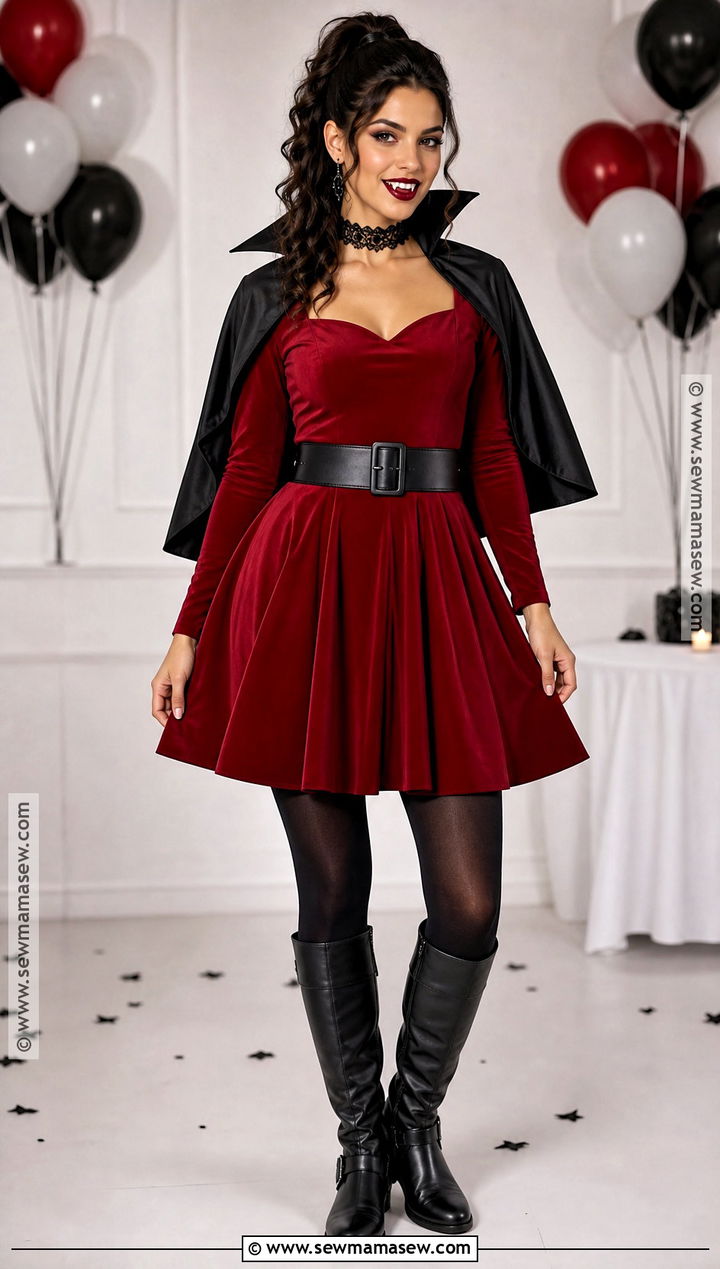 Red Mini Vampire Dress With Tights - 30 vampire dresses
