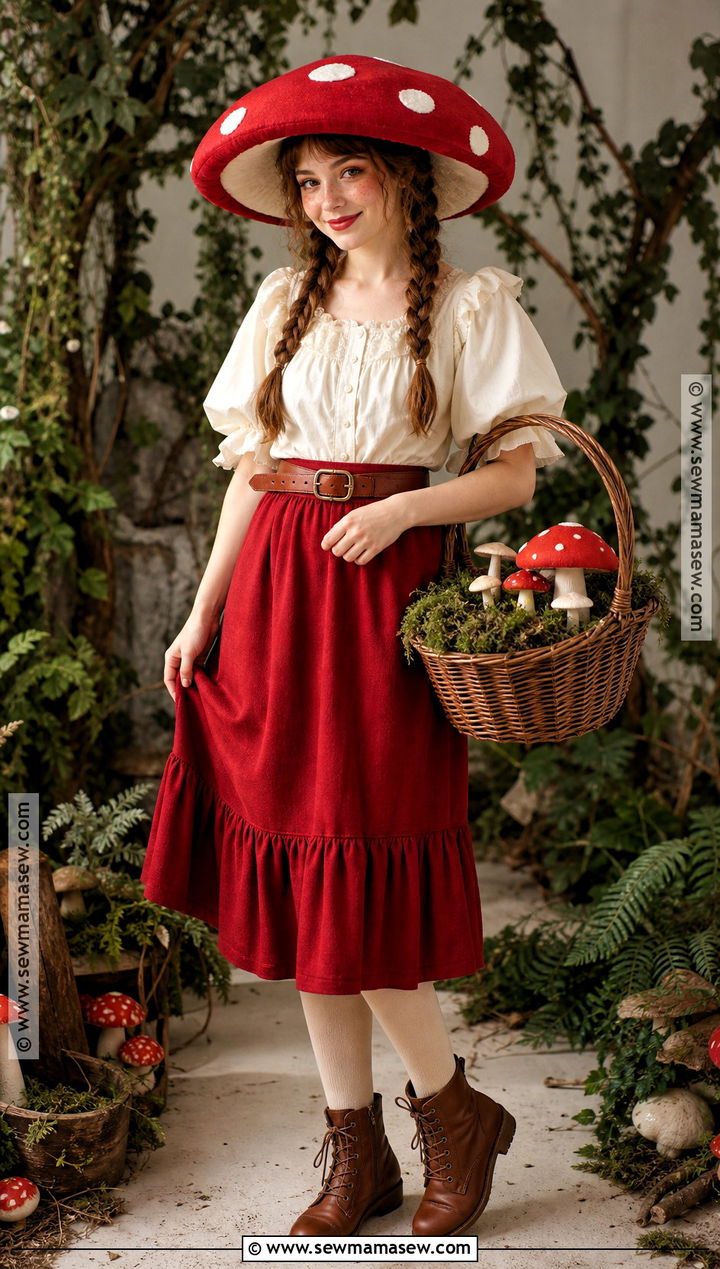 Red Mushroom Costume With Spotted Hat - 30 Grown Ups Costume Ideas