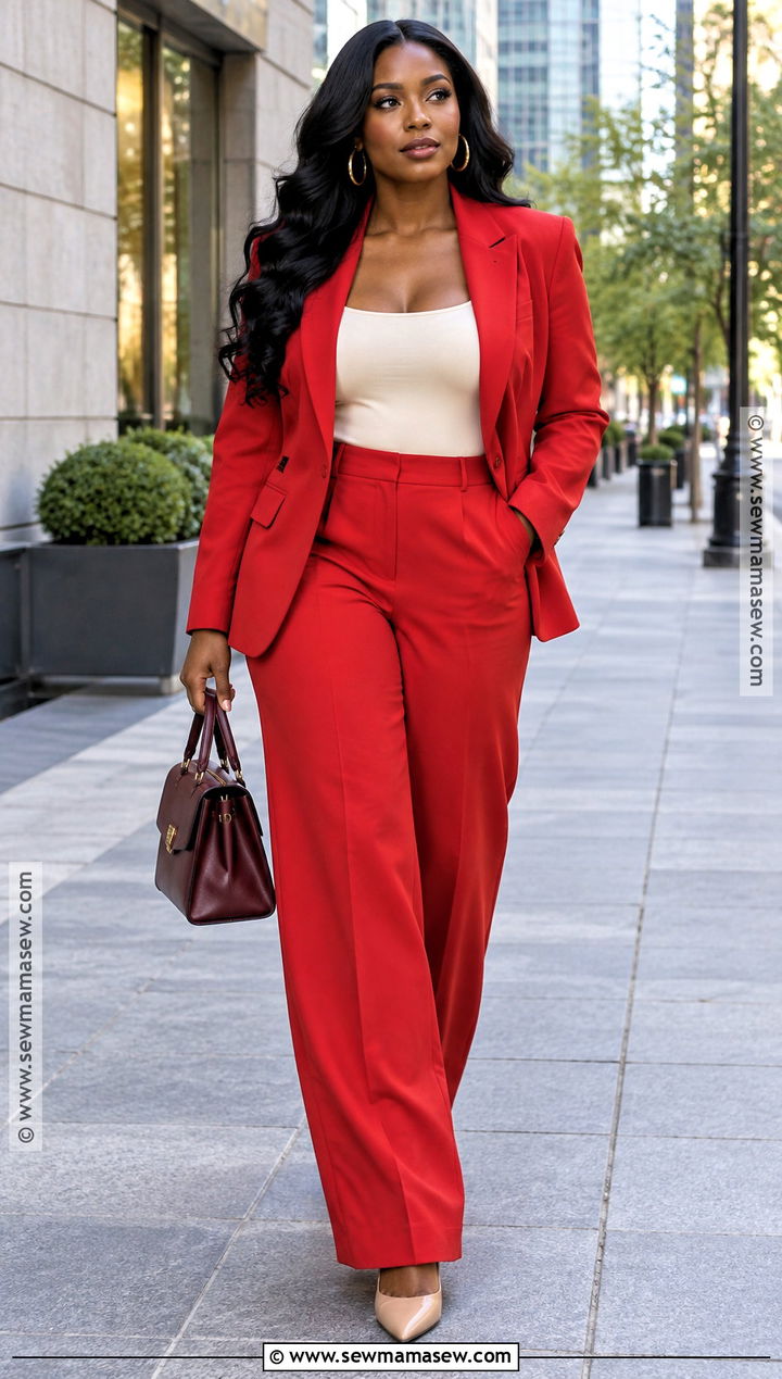 Red Pantsuit Fall Outfit - 15 Fall Looks for Black Women 2026