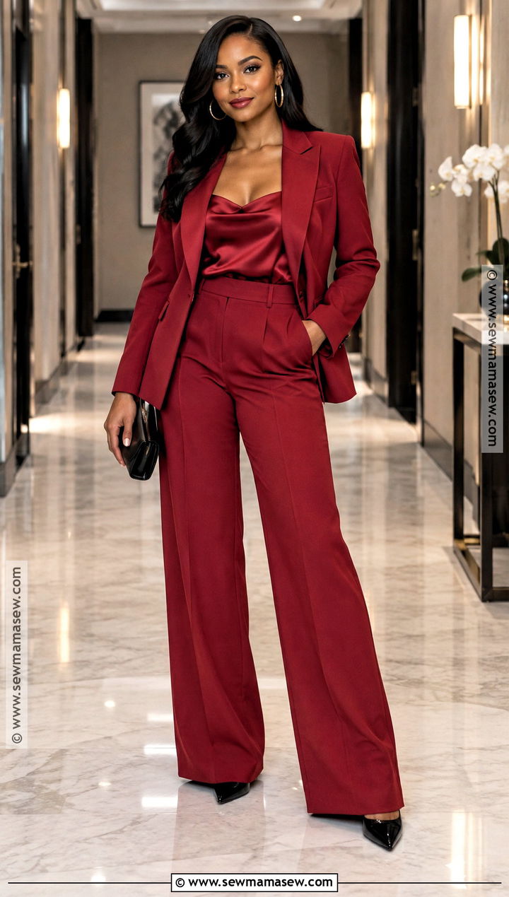 Red Pantsuit November Birthday Outfit - 20 november bday outfit ideas