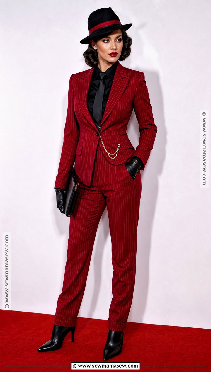Red Pinstripe Mobster Costume - 30 mobster costume ideas for females