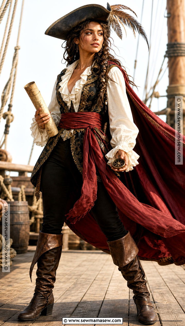 Red Pirate Captain Costume With Cape - 30 red cape costume ideas