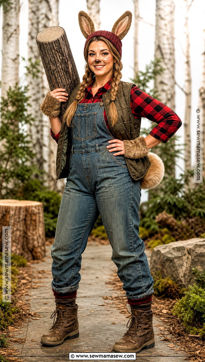Red Plaid Lumberjack Bunny Costume - 30 Halloween Bunny Costume Ideas