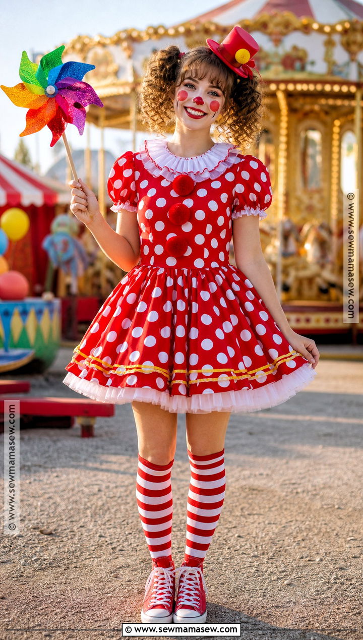 Red Polka Dot Clown Costume - 35 clown costume inspo ideas
