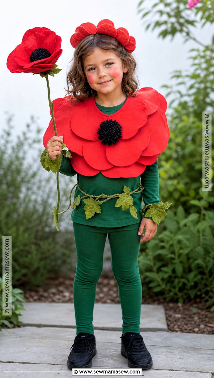Red Poppy Flower Costume For Kids - 30 flower costume ideas for kids