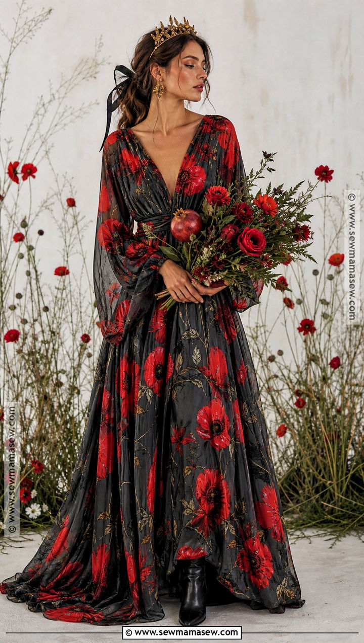 Red Poppy Persephone Costume - 40 Persephone Costume Ideas