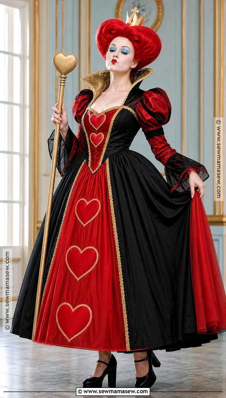 Red Queen Costume With Heart Dress - 35 tim burton costumes