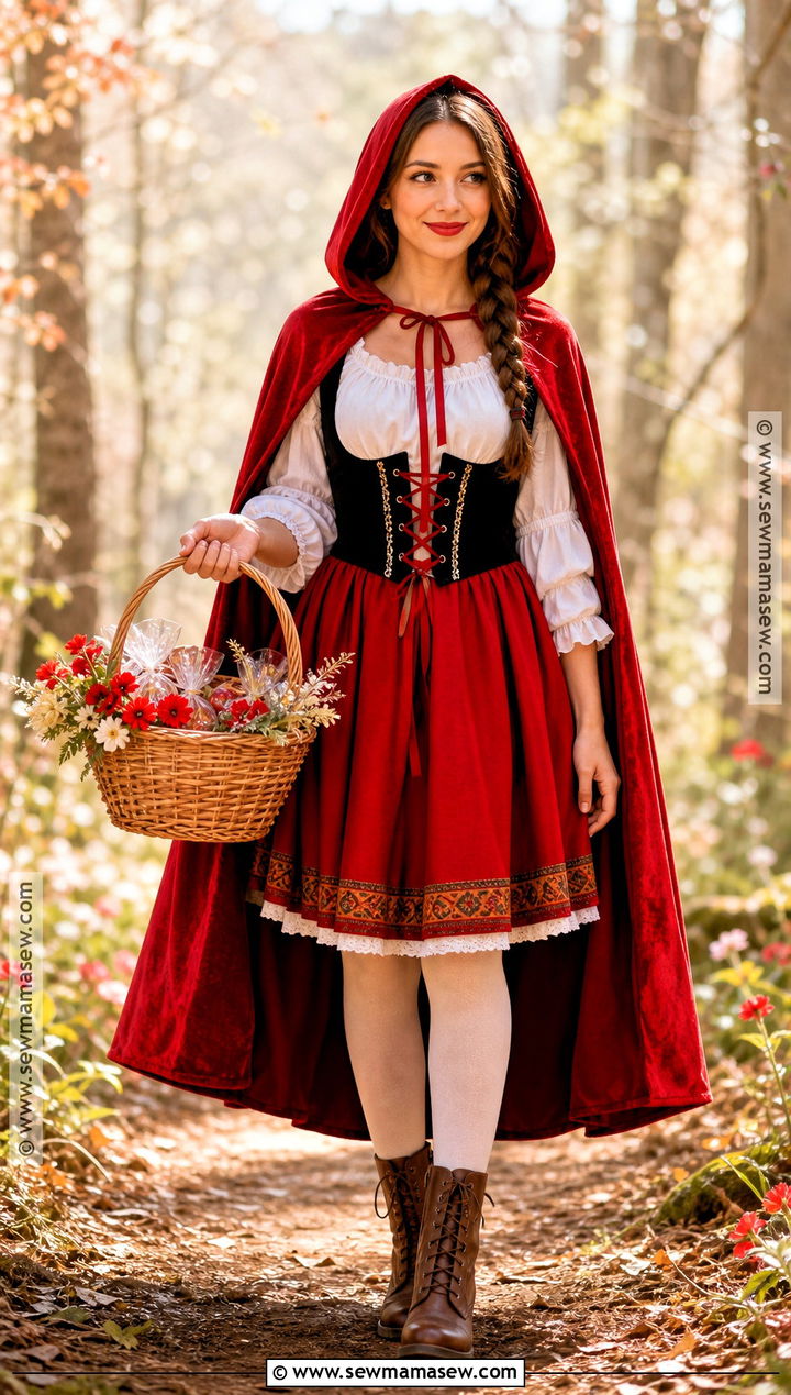 Red Riding Hood Costume With Hooded Cape - 30 Fun Halloween Costumes for Women