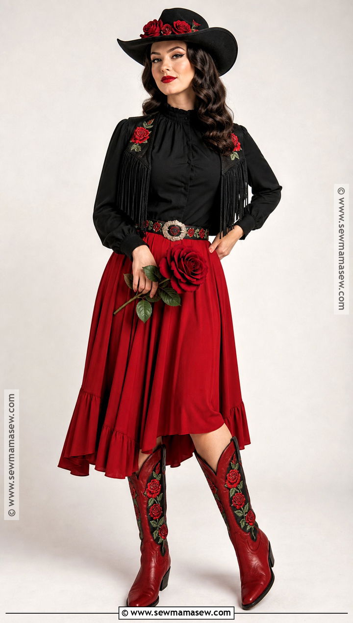 Red Rose Cowgirl Costume - 50 cowgirl costume ideas