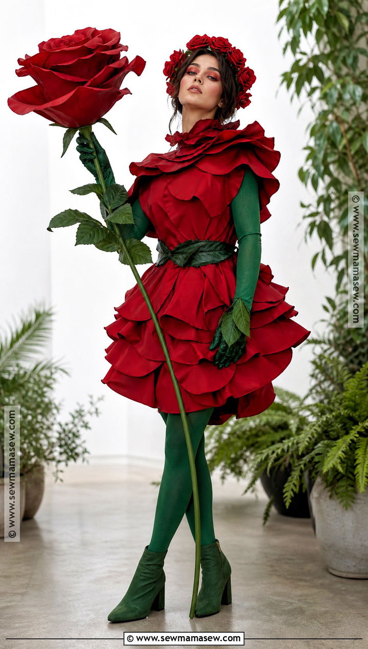 Red Rose Flower Costume - 40 Flower Costume Ideas