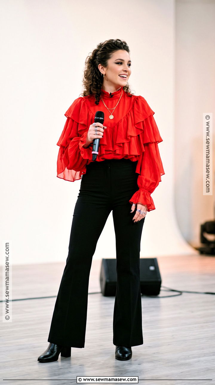 Red Ruffled Shirt And Black Pants Costume - 30 Harry Styles Costume