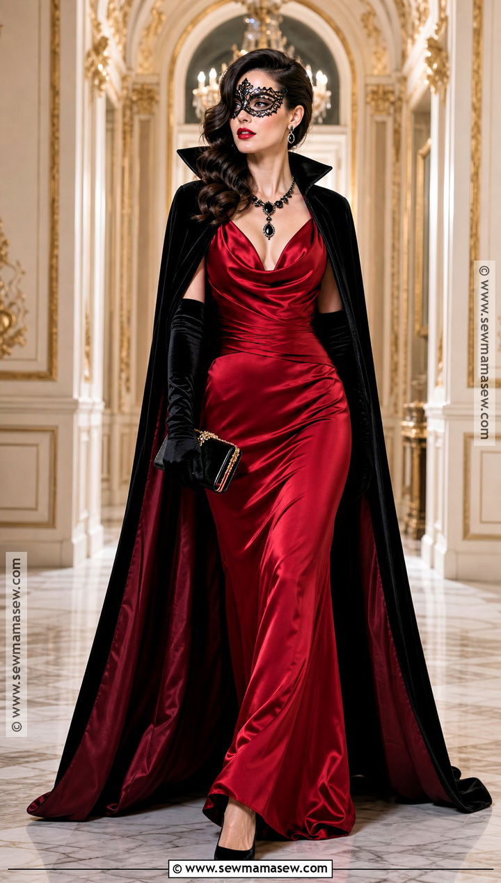 Red Satin Gown Vampire Ball Outfit - 30 vampire ball outfit ideas