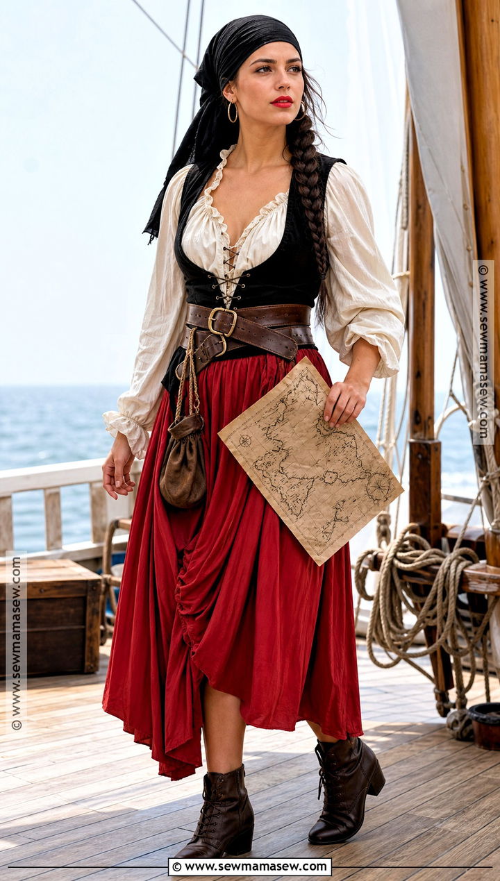Red Skirt Pirate Costume - 30 Simple Pirate Costume Ideas for Women