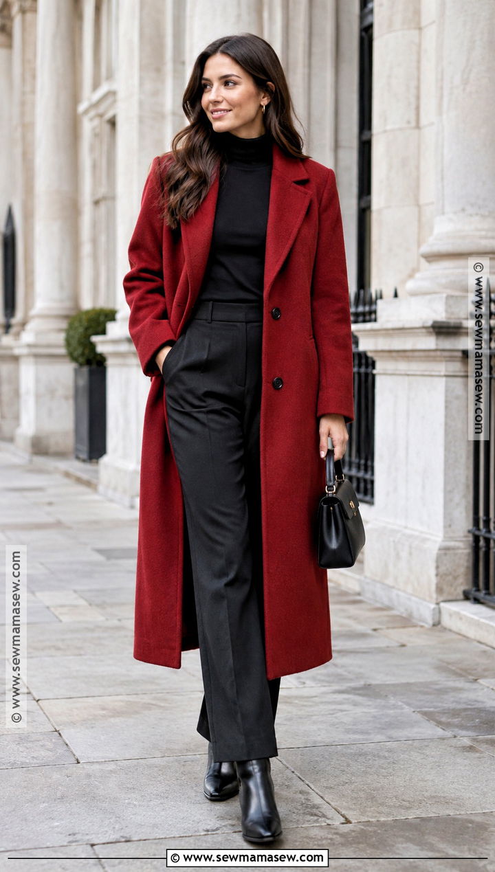Red Statement Coat Outfit - 15 autumn and winter coats 2026