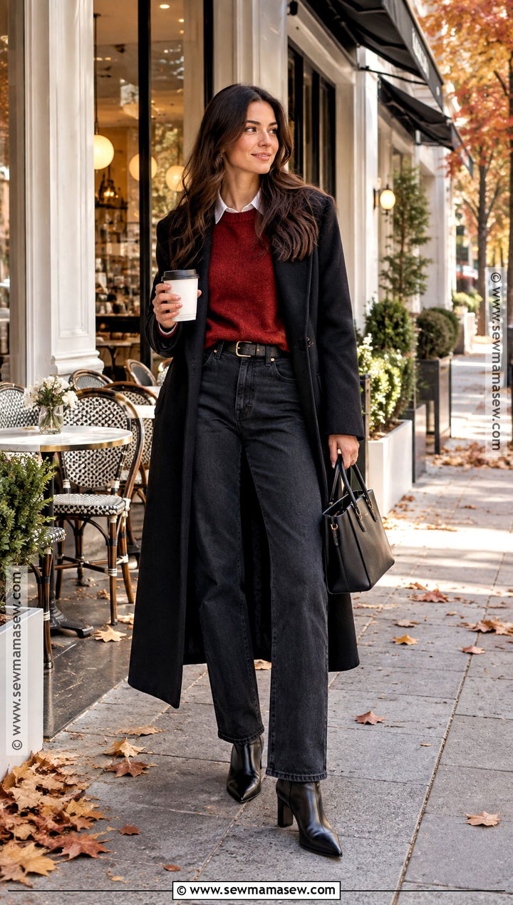 Red Sweater And Dark Jeans Fall Outfit - 15 fall chic outfits 2026