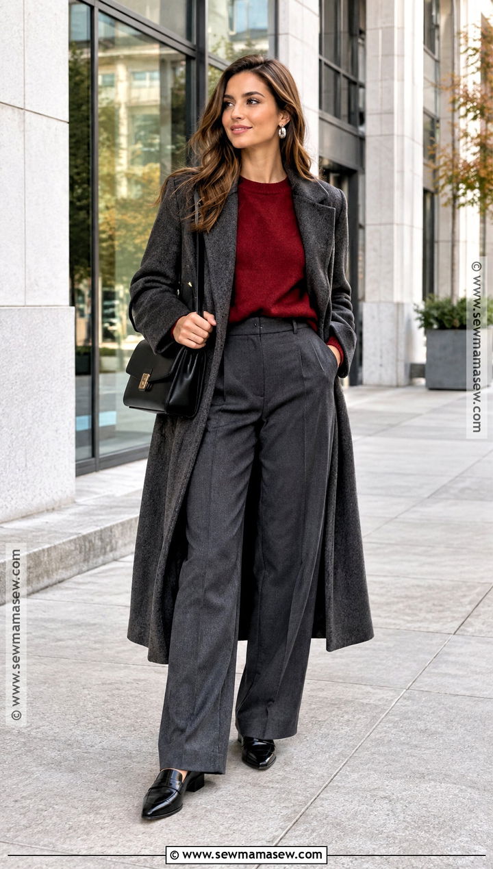 Red Sweater And Gray Trousers Fall Outfit - 15 fall 2026 inspo outfits