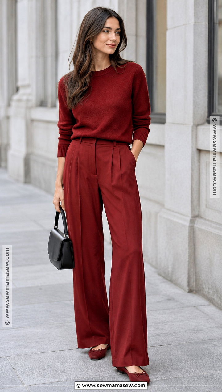Red Sweater With Matching Trousers Outfit - 15 fall 2026 minimal outfits