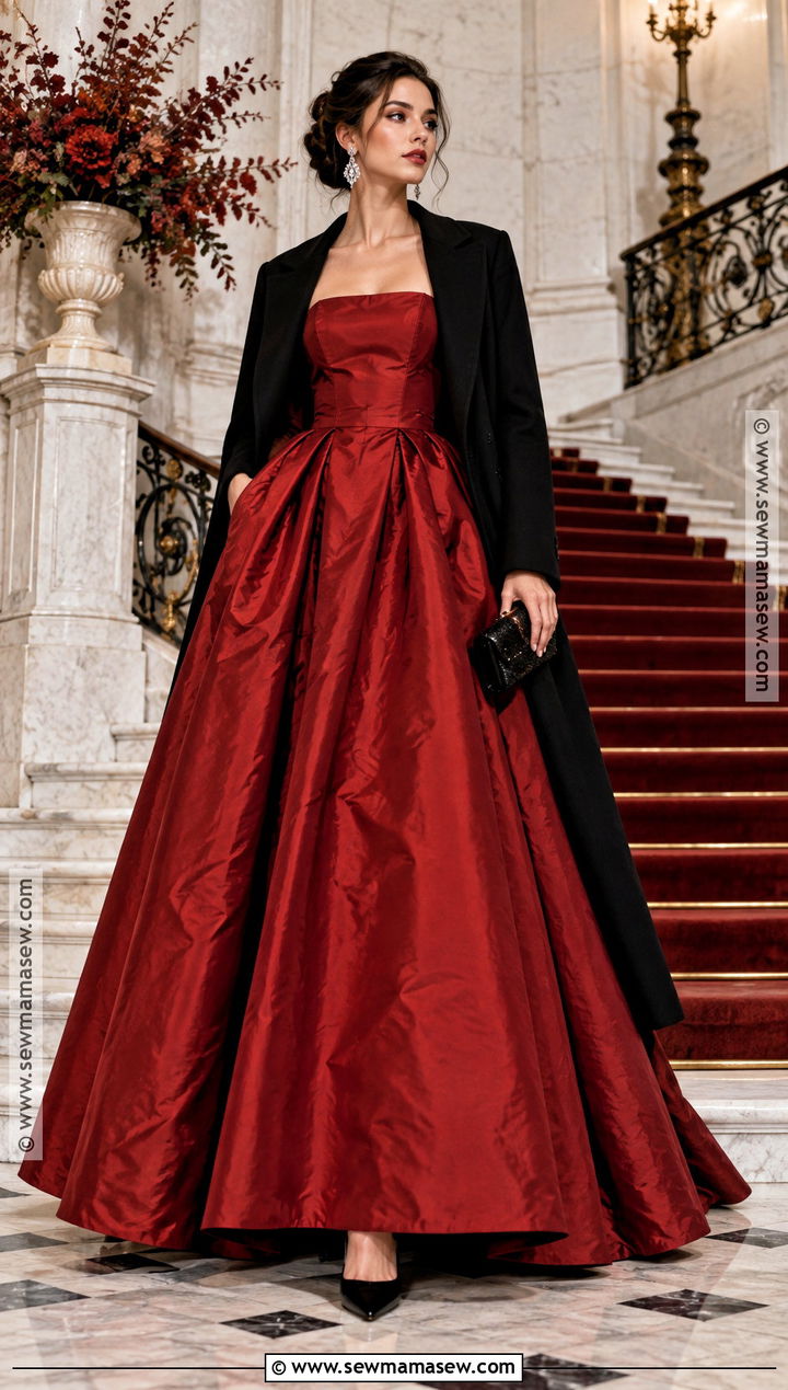 Red Taffeta Autumn Ball Gown - 20 autumn ball dress ideas