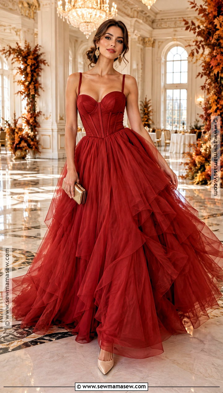 Red Tulle Autumn Ball Gown - 20 Autumn Ball Gown Ideas