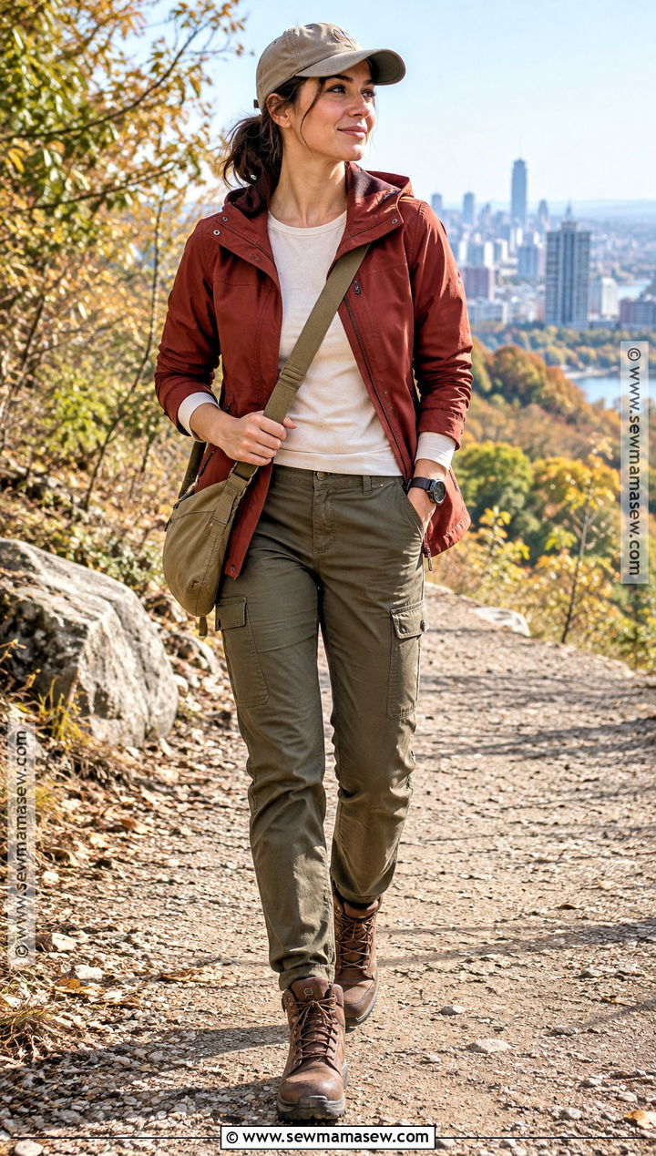 Red Utility Jacket With Cargo Pants - 15 red fall jacket ideas