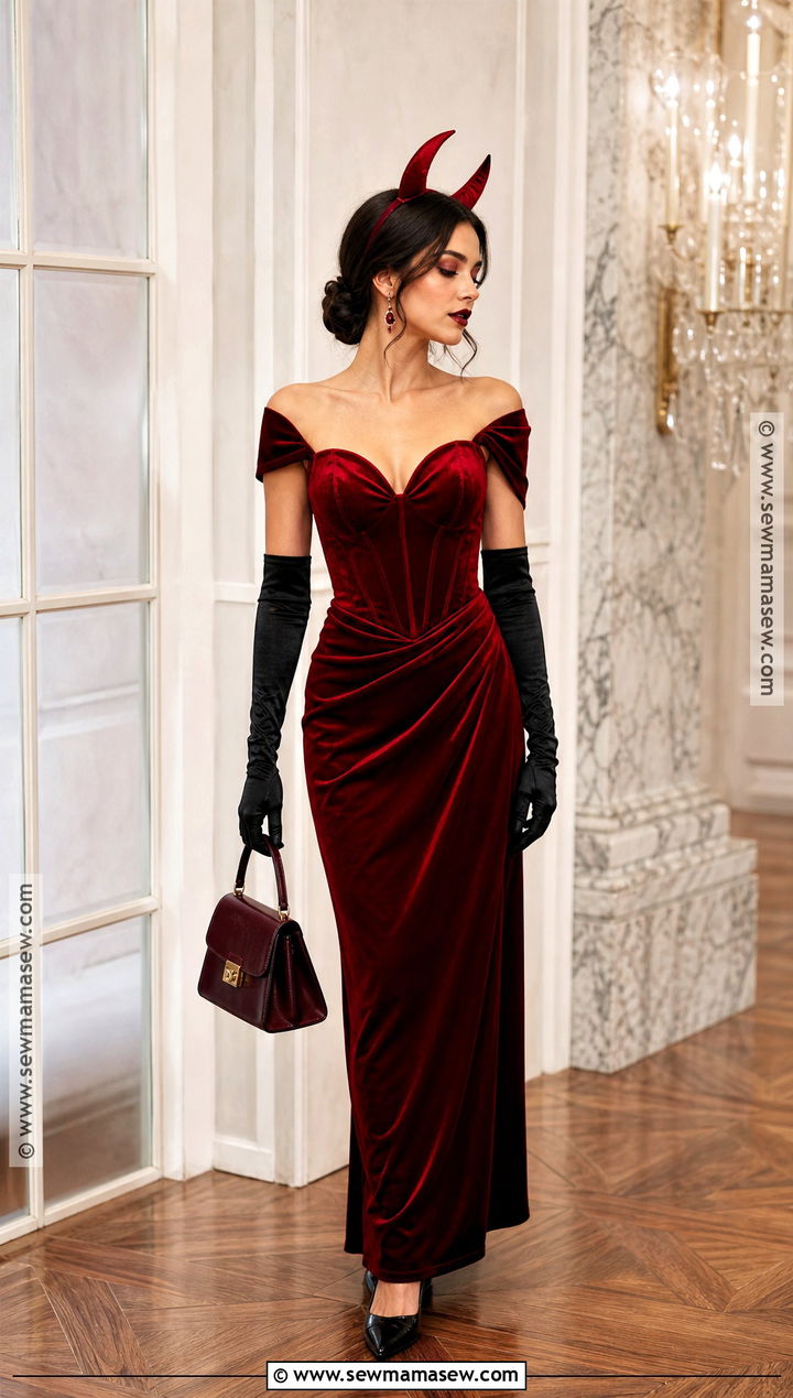 Red Velvet Gown Devil Costume - 40 devil costume ideas for women