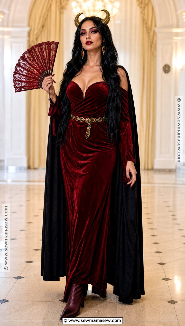 Red Velvet Lilith Costume With Cape - 30 Lilith Costume Ideas
