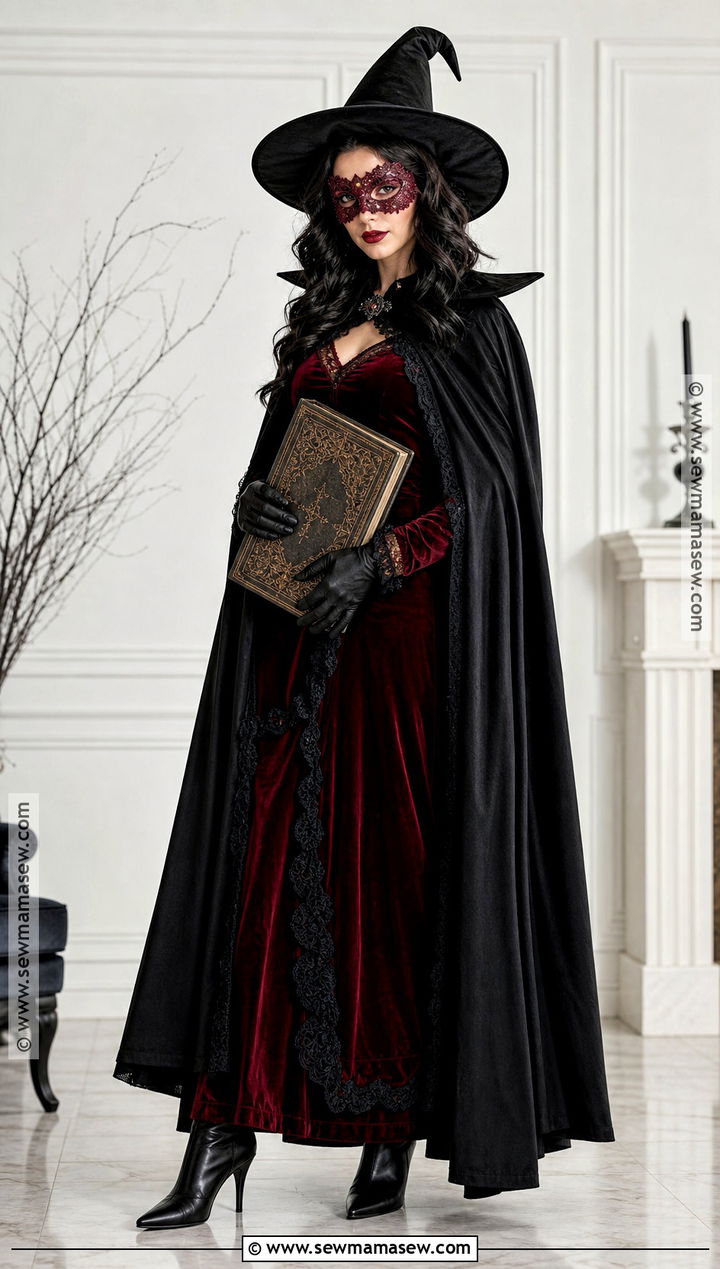 Red Velvet Witch Mask Costume - 30 witch mask ideas