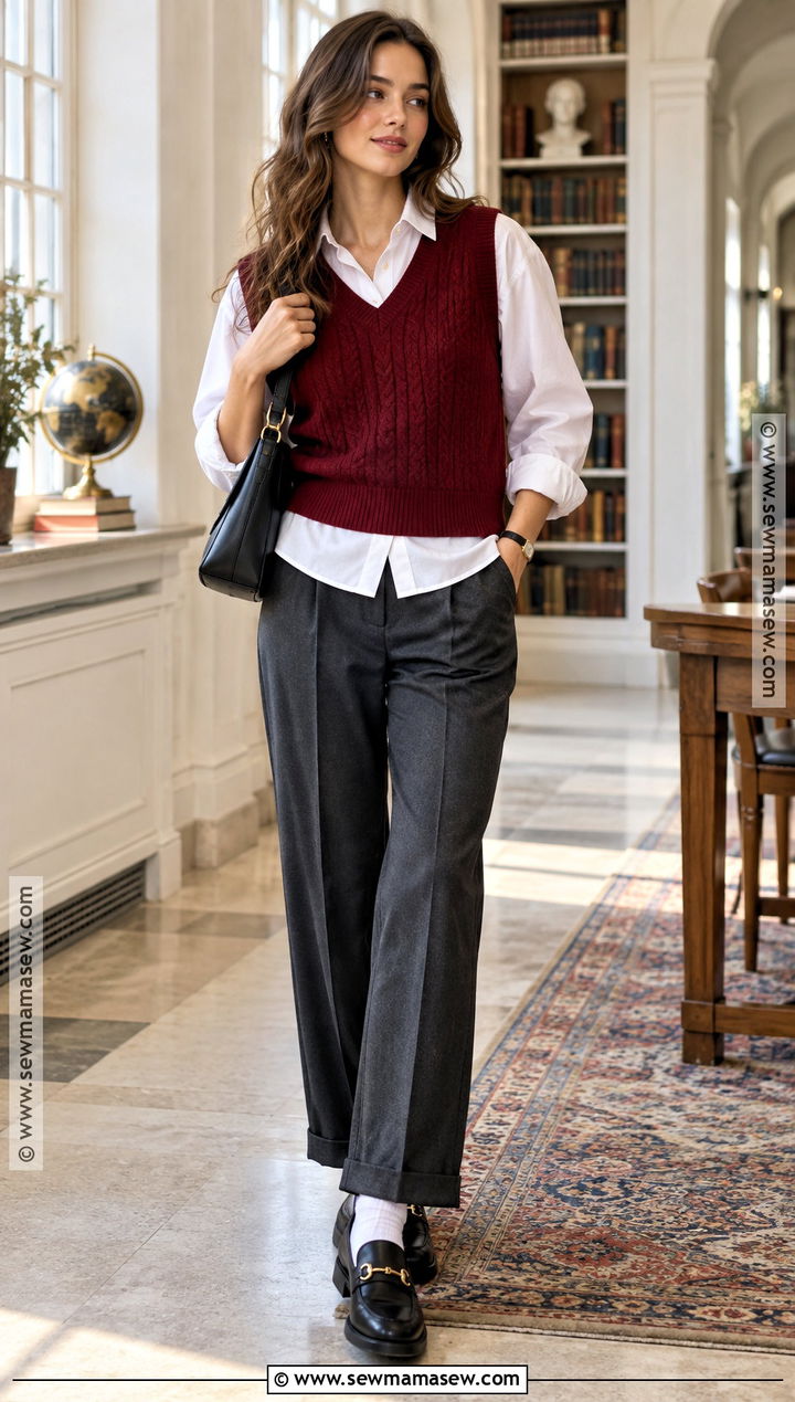Red Vest and White Shirt Fall Outfit - 25 red fall outfits