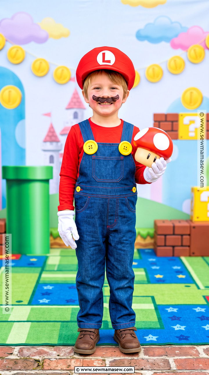 Red Video Game Plumber Costume - 40 kids costumes