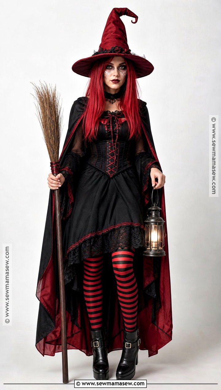 Red Witch Costume With Skeleton Cape - 30 heidi klum halloween costumes