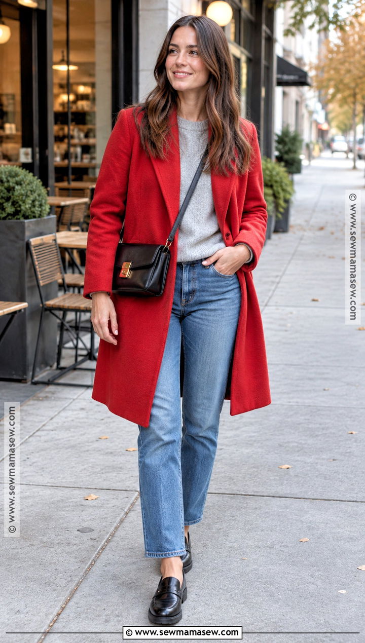 Red Wool Coat With Sweater And Jeans - 15 fall 2026 coats