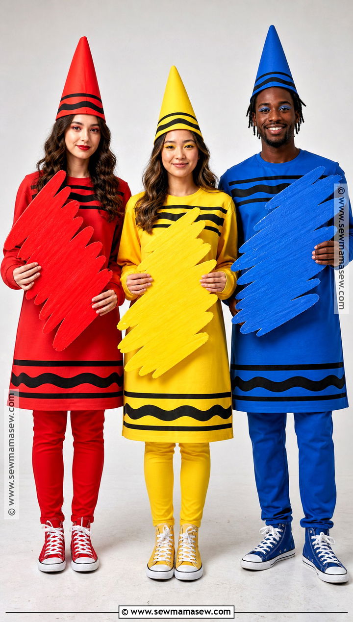 Red Yellow And Blue Crayon Trio Costume - 30 Easy Trio Halloween Costumes