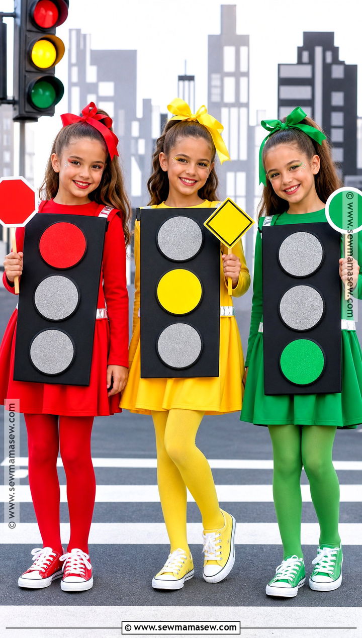Red Yellow And Green Traffic Light Costume - 30 3 girls halloween costumes