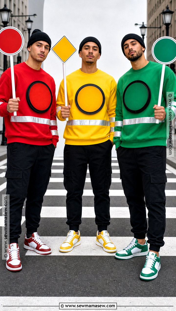 Red Yellow And Green Traffic Light Trio Costume - 30 Trio Halloween Costumes for Men