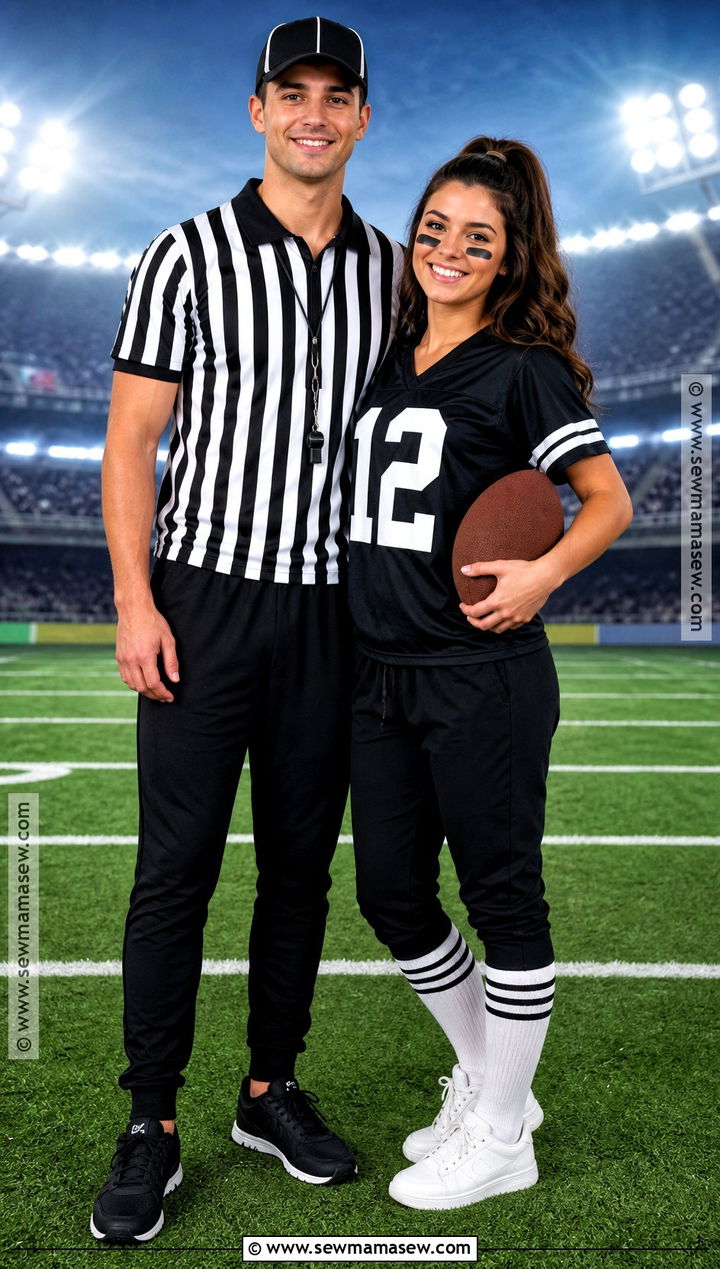 Referee And Football Player Costume - 40 last minute couples costumes