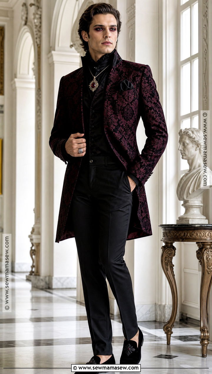 Regal Vampire Outfit With Brocade Jacket - 30 male vampire outfit ideas