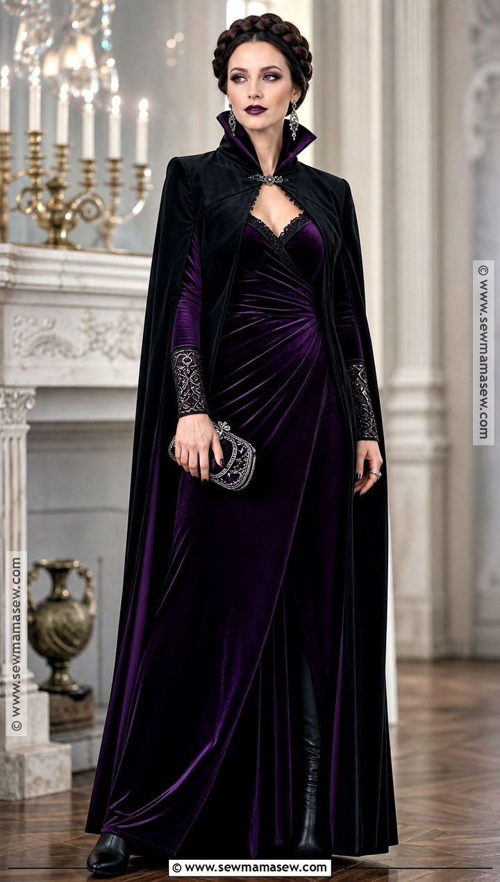 Regal Vampire Outfit With Purple Dress - 30 female vampire outfit ideas